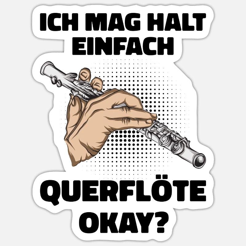 Querflöte - Sticker Größe S (10 x 10 cm) - Mattweiß