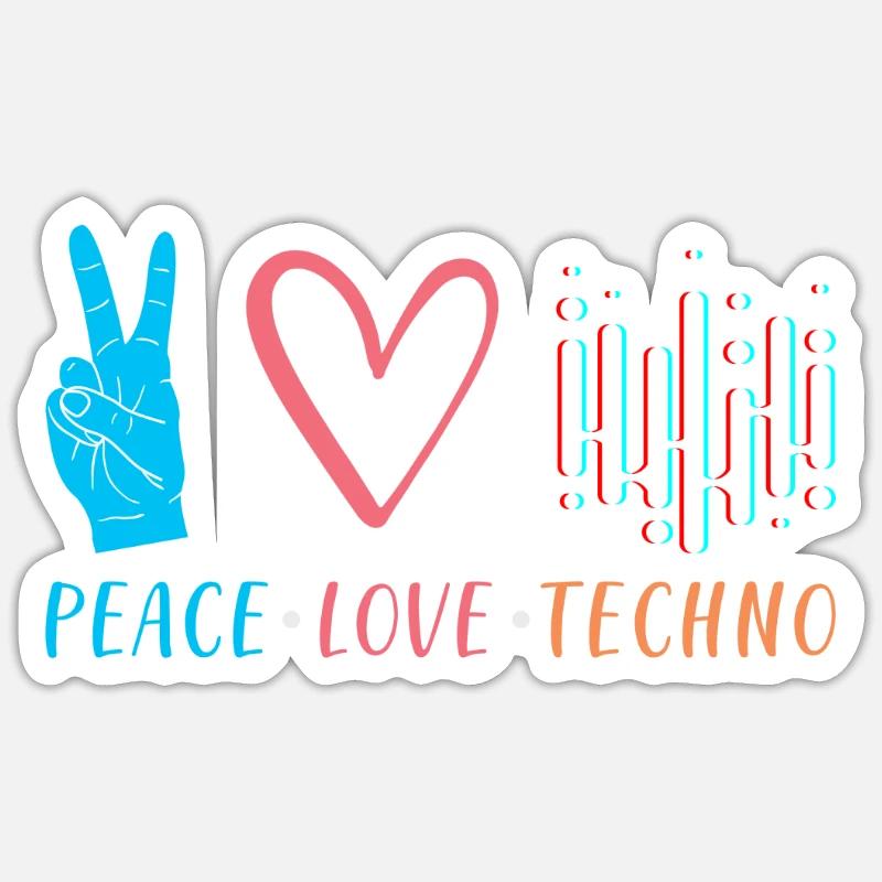Techno - Sticker Größe S (10 x 10 cm) - Mattweiß