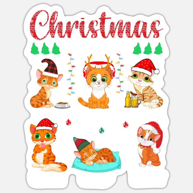 Christmas Routine Cat Sticker size S (10 x 10 cm)