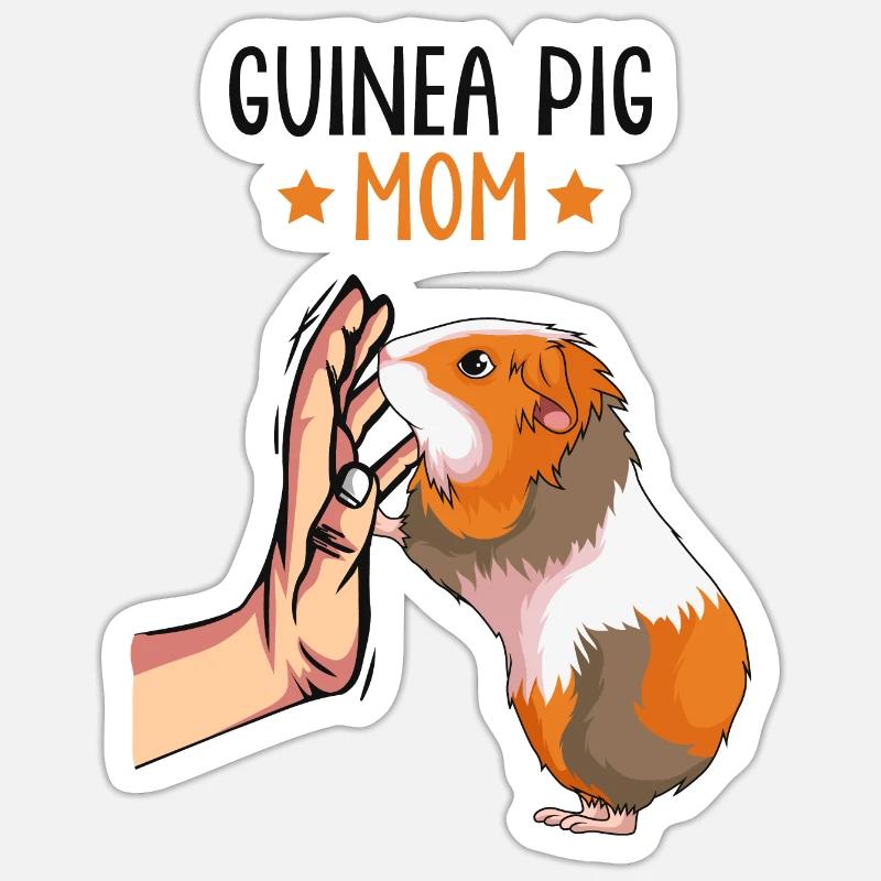 Cochon d’Inde Mama Pet - Sticker taille S (10 x 10 cm) - blanc mat