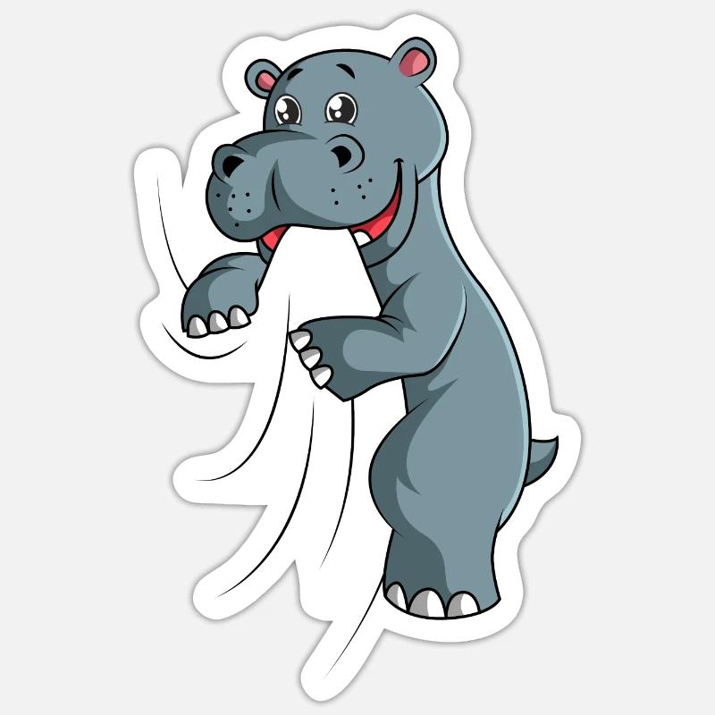 Nilpferd - Sticker Größe S (10 x 10 cm) - Mattweiß