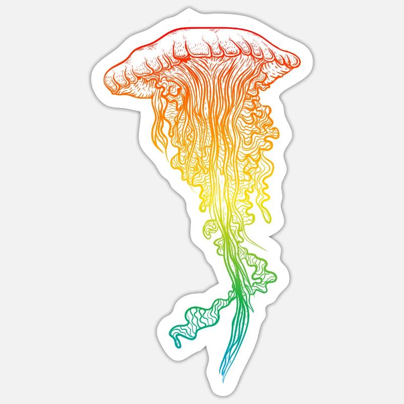 Méduse - Sticker taille S (10 x 10 cm) - blanc mat