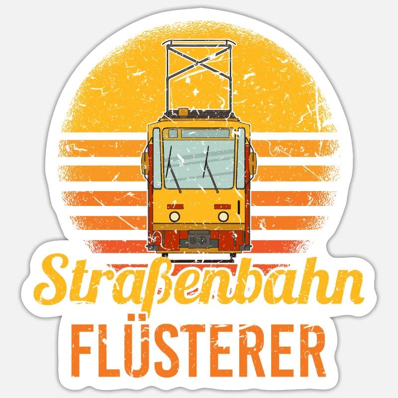 Retro Straßenbahn Flüsterer Straßenbahnfahrer - Sticker Größe S (10 x 10 cm) - Mattweiß