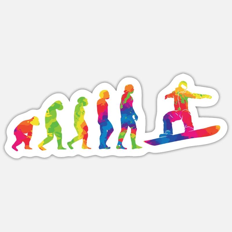 Snowboarding Evolution Snowboarder Snowboard - Sticker taille S (10 x 10 cm) - blanc mat