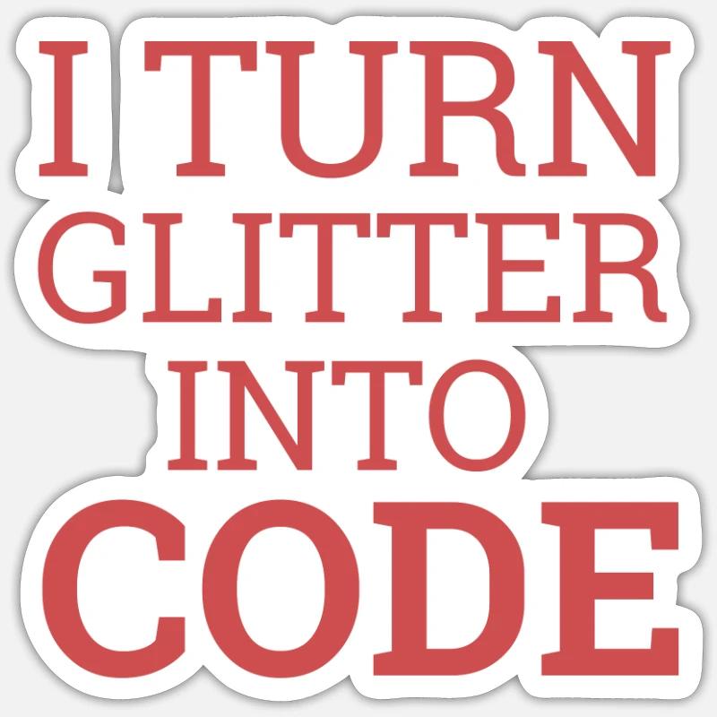 « Code à paillettes | Programmeur » - Sticker taille S (10 x 10 cm) - blanc mat
