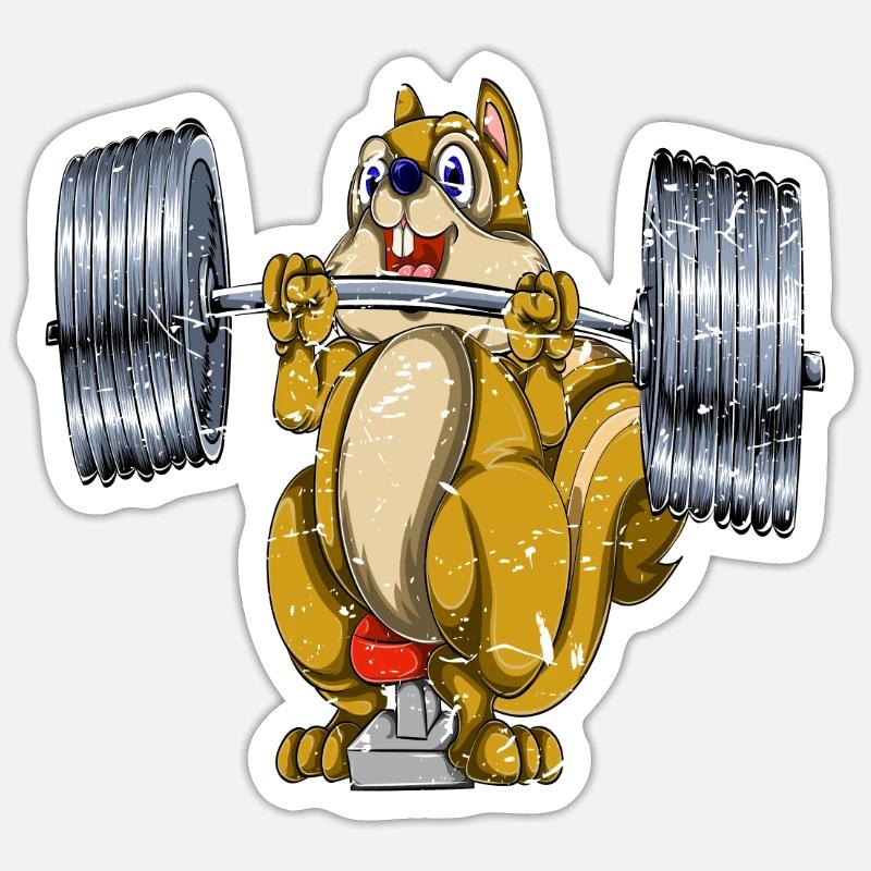 Développé couché écureuil - Sticker taille S (10 x 10 cm) - blanc mat