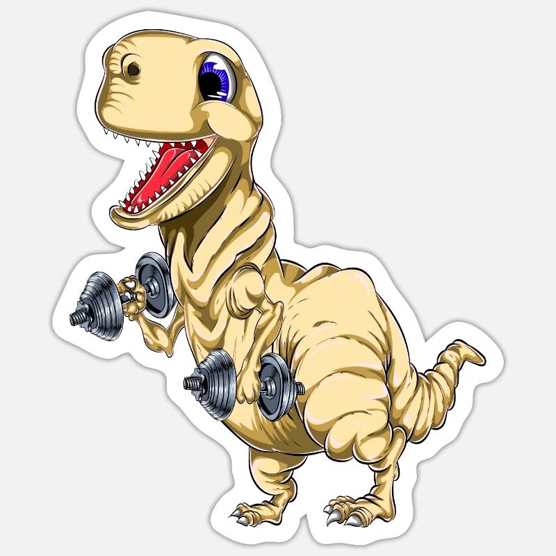 Boucles de biceps Tyrannosaurus - Sticker taille S (10 x 10 cm) - blanc mat