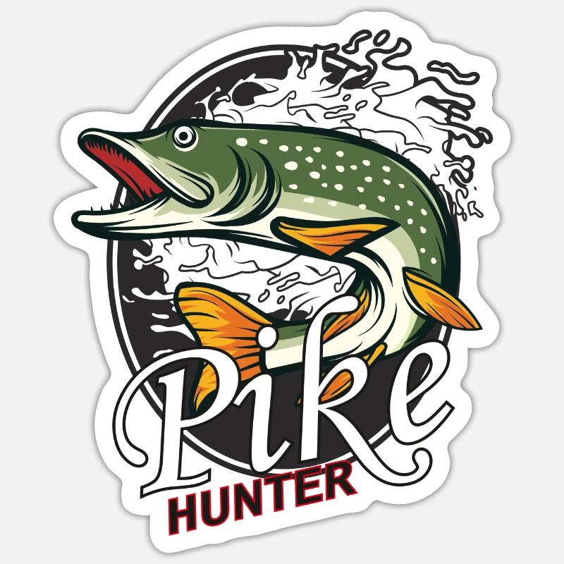 Pike Hunter - Sticker size S (10 x 10 cm) - white matte