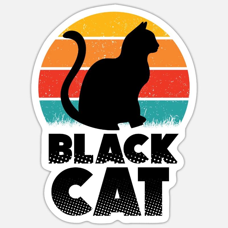 Black Cat - Sticker size S (10 x 10 cm) - white matte