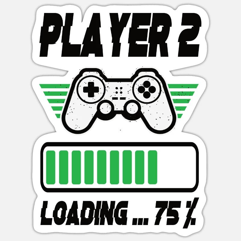 Player 2 Loading - Sticker Größe S (10 x 10 cm) - Mattweiß