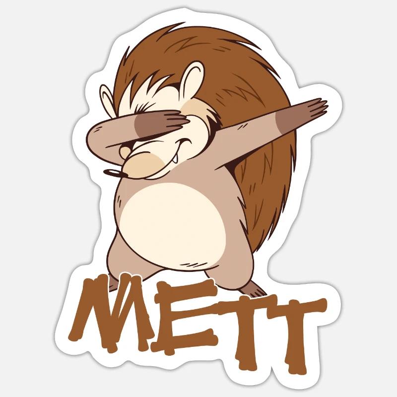 Rettet den Mettigel Mett Hackfleich Mettbrötchen - Sticker Größe S (10 x 10 cm) - Mattweiß