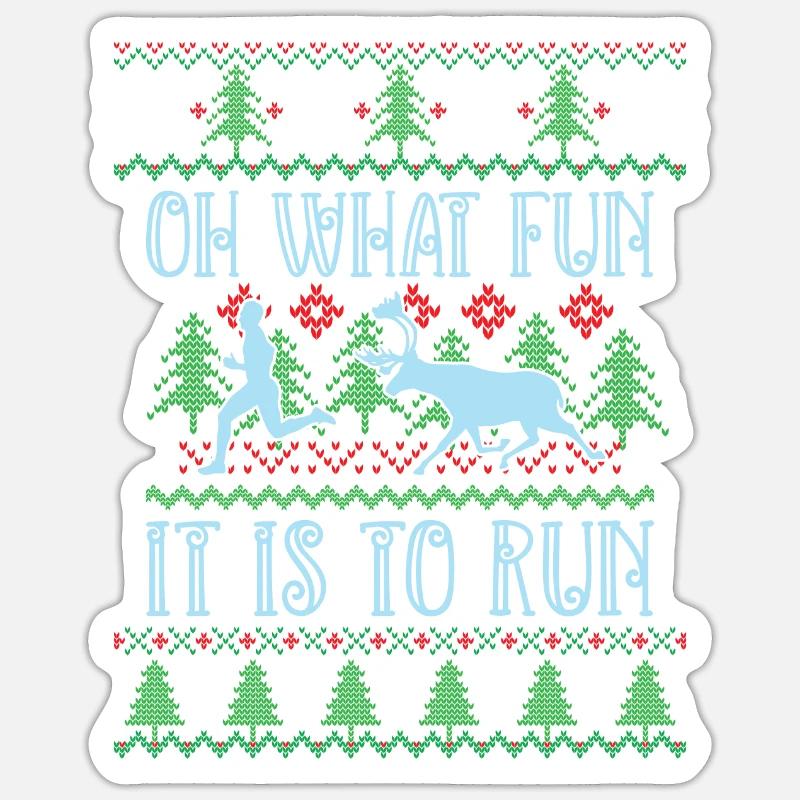 Oh quel plaisir c’est de courir - pull moche courir 5k Sticker taille S (10 x 10 cm)