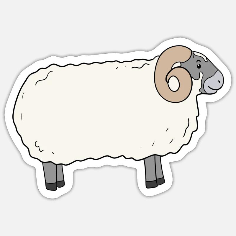Mouton écossais Blackface - Sticker taille S (10 x 10 cm) - blanc mat