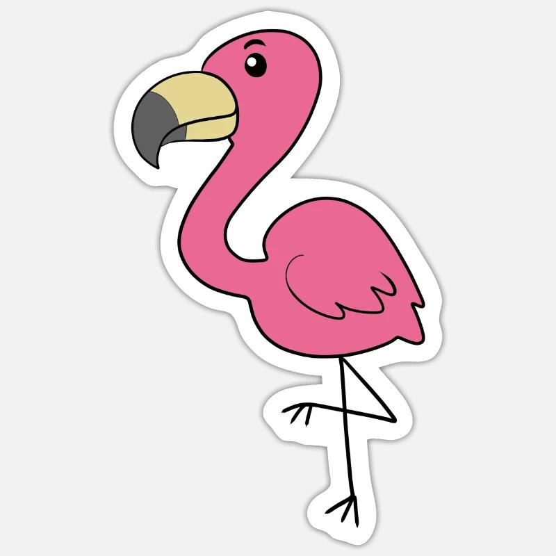 Flamant - Sticker taille S (10 x 10 cm) - blanc mat
