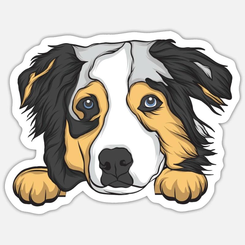 Berger australien - Sticker taille S (10 x 10 cm) - blanc mat