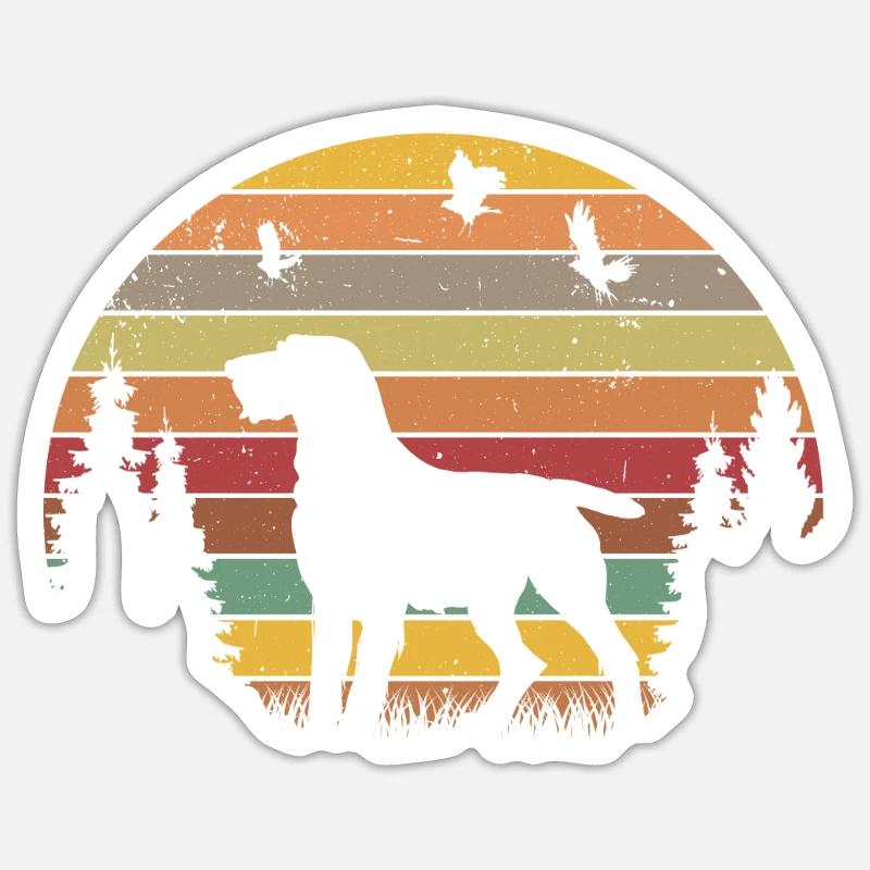 Deutsch Drahthaar Retro German Wirehaired Sticker Größe S (10 x 10 cm)