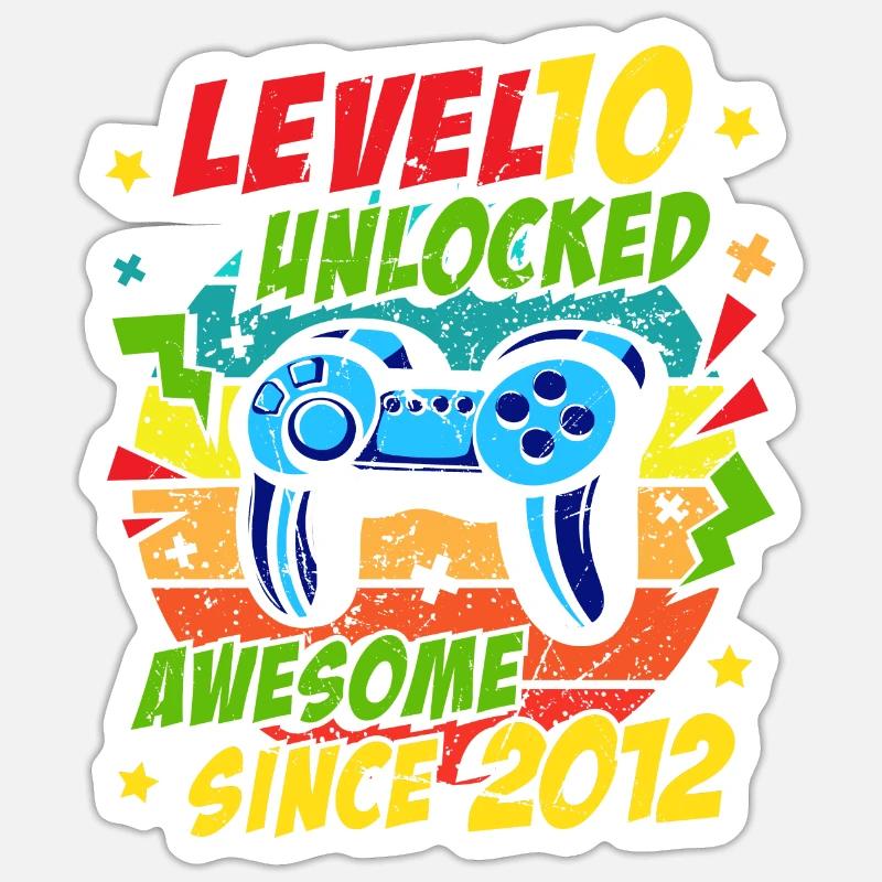 Level 10 Freigeschaltet 2012 Game 10. Geburtstag - Sticker Größe S (10 x 10 cm) - Mattweiß