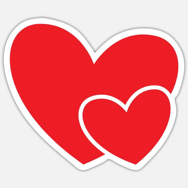 Rotes Doppel Herz Geschenkidee - Sticker Größe S (10 x 10 cm) - Mattweiß
