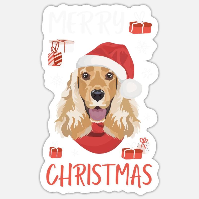 Deutsch Cocker Épagneul Noël - Sticker taille S (10 x 10 cm) - blanc mat