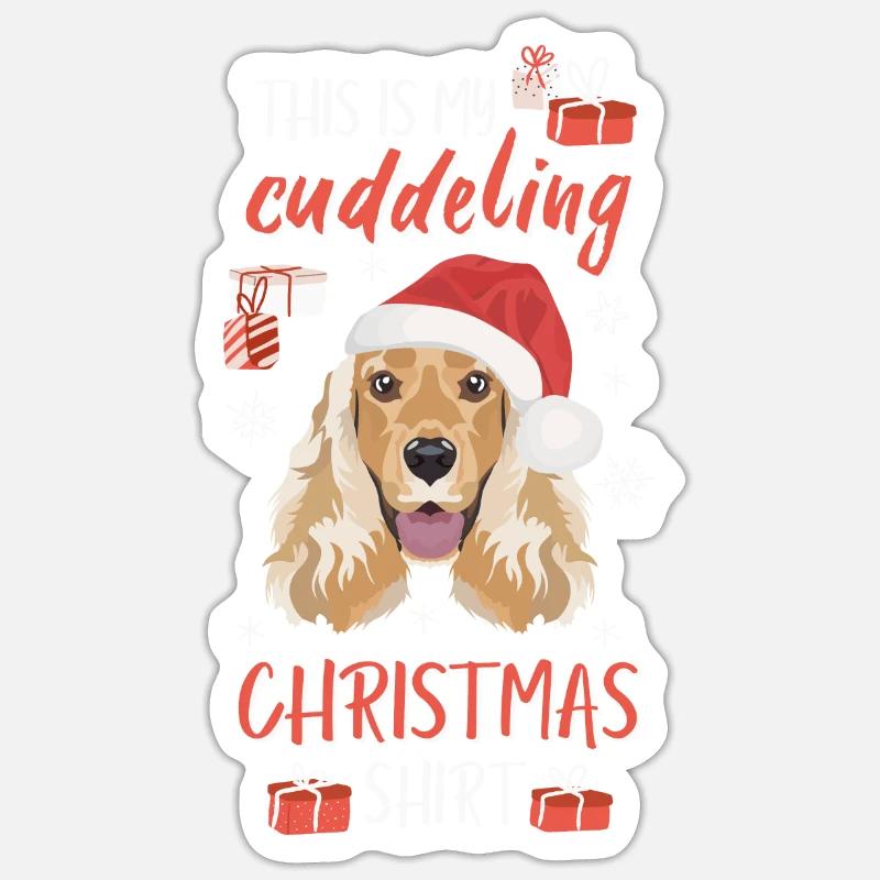 Deutsch Cocker Épagneul Noël - Sticker taille S (10 x 10 cm) - blanc mat