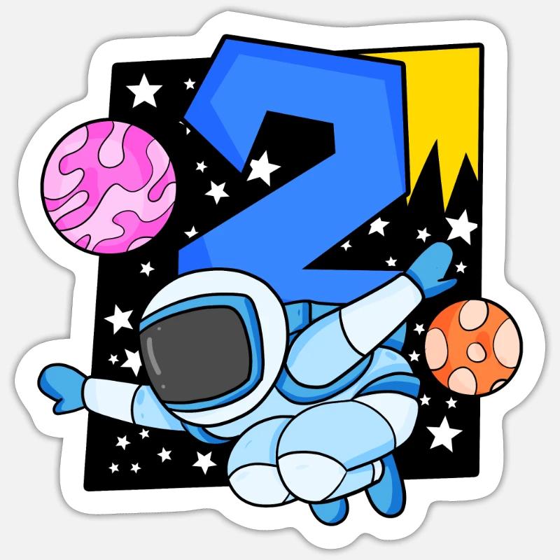 2 Geburtstag Junge - 2 Jahre alt - Ich bin 2 - Sticker Größe S (10 x 10 cm) - Mattweiß