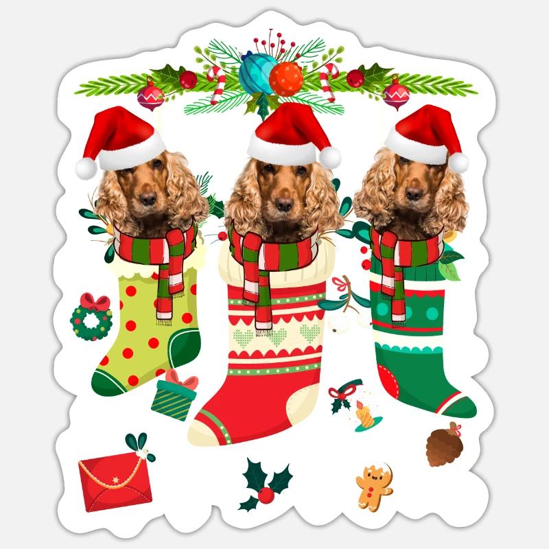 Pull de Noël moche Cocker Spaniel Dog Edition Sticker taille S (10 x 10 cm)