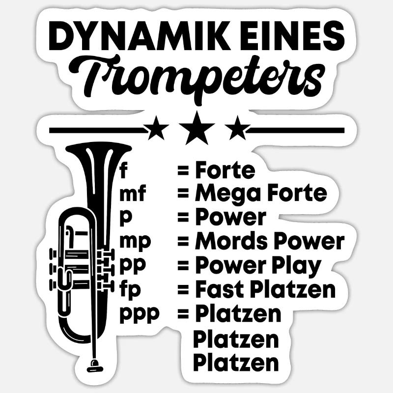 Dynamik Eines Trompeters Trompete Blasmusiker Inst Sticker Größe S (10 x 10 cm)
