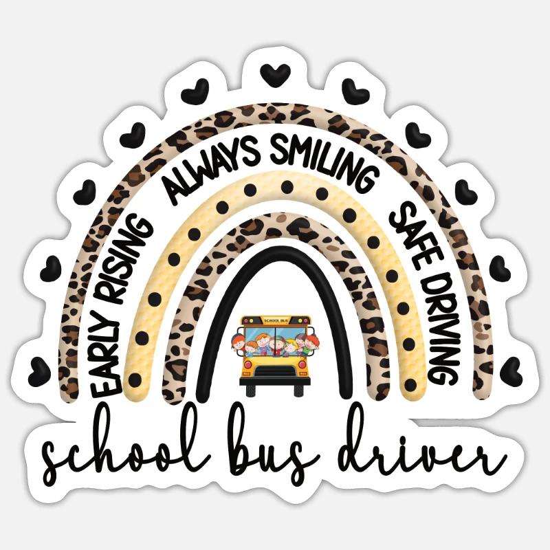 Schulbusfahrer Geschenk Schulbus Busfahrer - Sticker Größe S (10 x 10 cm) - Mattweiß