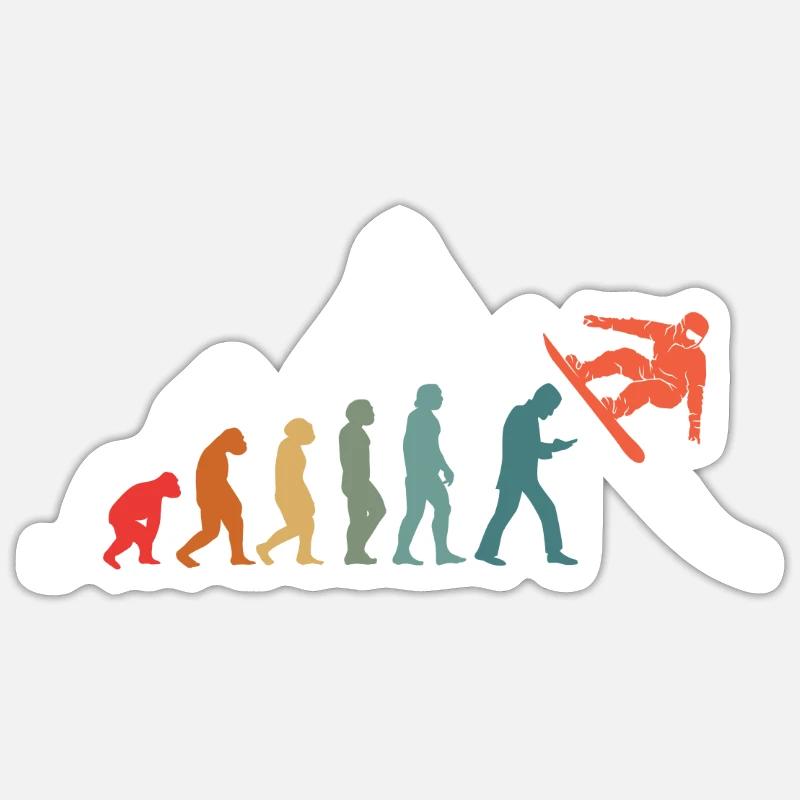 Snowboard Snowboarding Evolution Snowboarder - Sticker taille S (10 x 10 cm) - blanc mat