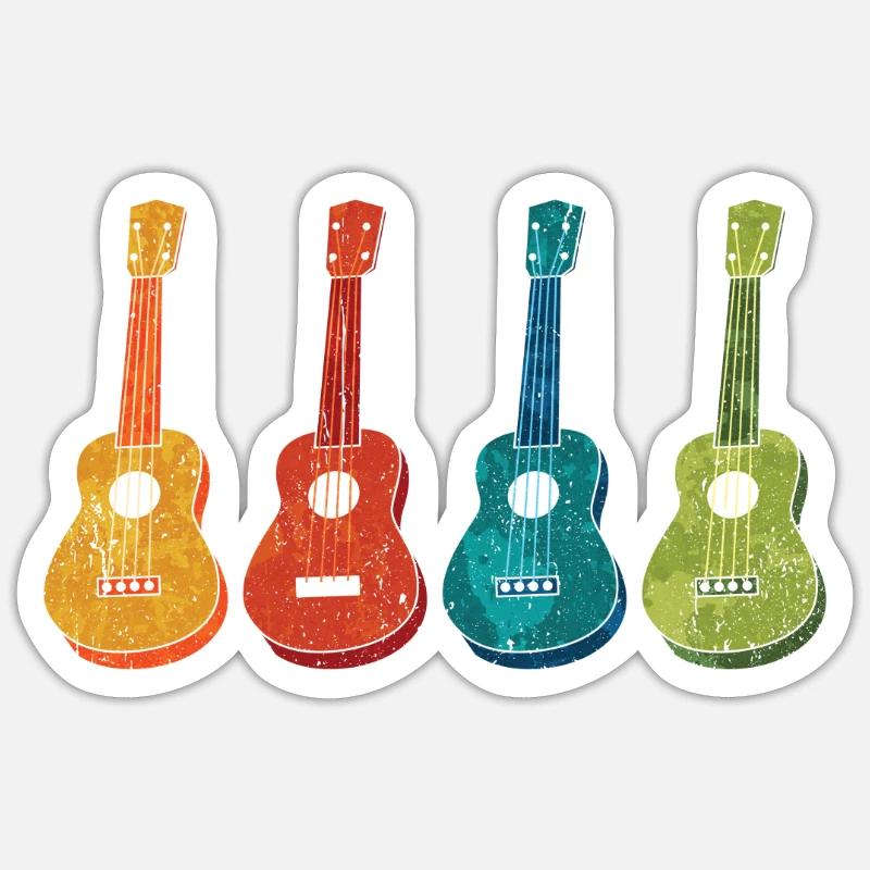Ukuleles Retro - Sticker size S (10 x 10 cm) - white matte