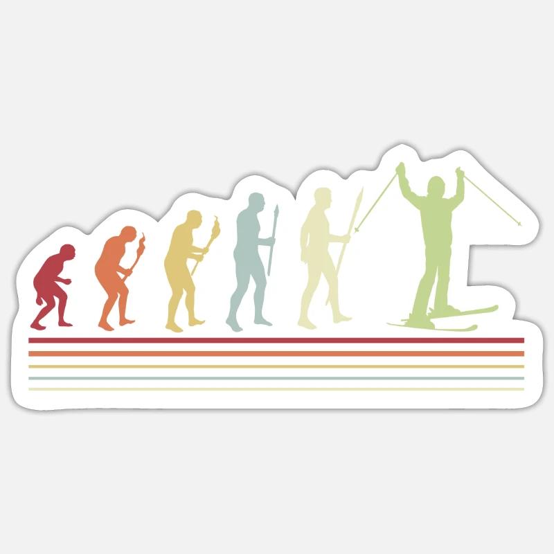 Skiing Evolution Skier Winter Sticker Größe S (10 x 10 cm)