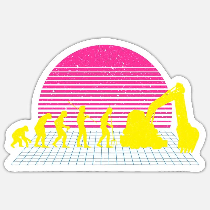 Excavatrice Evolution Construction Véhicule Digger Sticker taille S (10 x 10 cm)