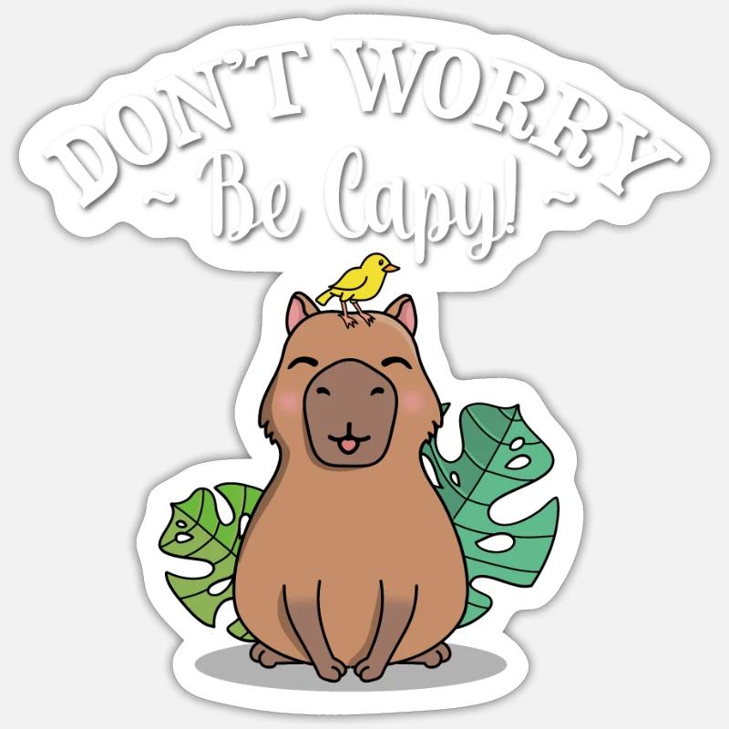 Capybara - Sticker taille S (10 x 10 cm) - blanc mat