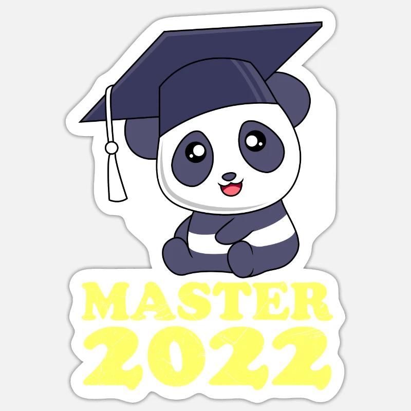 Master 2022 Panda Master Abschluss - Sticker Größe S (10 x 10 cm) - Mattweiß