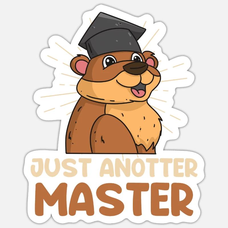 Master 2022 Just an otter Master Abschluss - Sticker Größe S (10 x 10 cm) - Mattweiß