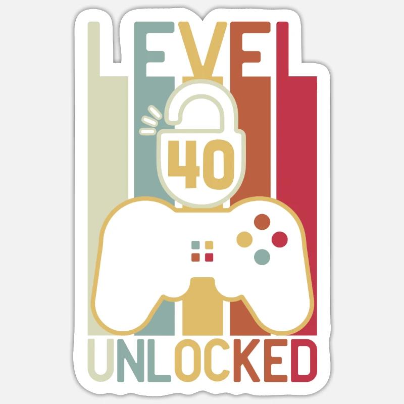 40th Birthday Level 40 Complete 40 Years Gift - Sticker size S (10 x 10 cm) - white matte