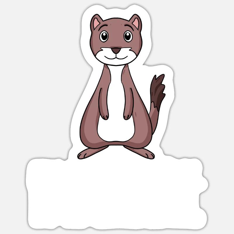 Wiesel - Sticker Größe S (10 x 10 cm) - Mattweiß