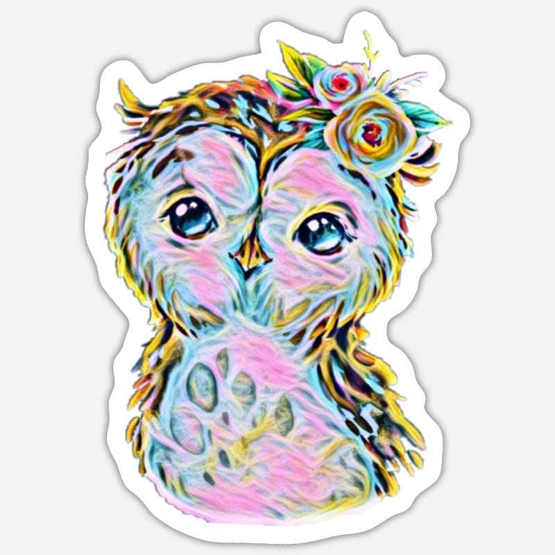 Eule - Sticker Größe S (10 x 10 cm) - Mattweiß