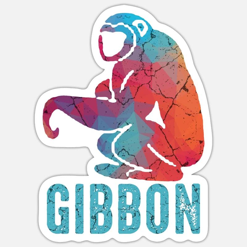 Gibbon Monkey - Sticker size S (10 x 10 cm) - white matte