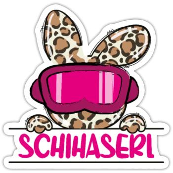 Skihaserl - Skifahrerin Pisten Häschen [00119] - Sticker Größe S (10 x 10 cm) - Mattweiß - Vorne