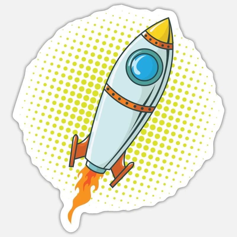 Moon Rocket Spaceship Comic Missile Sticker size S (10 x 10 cm)
