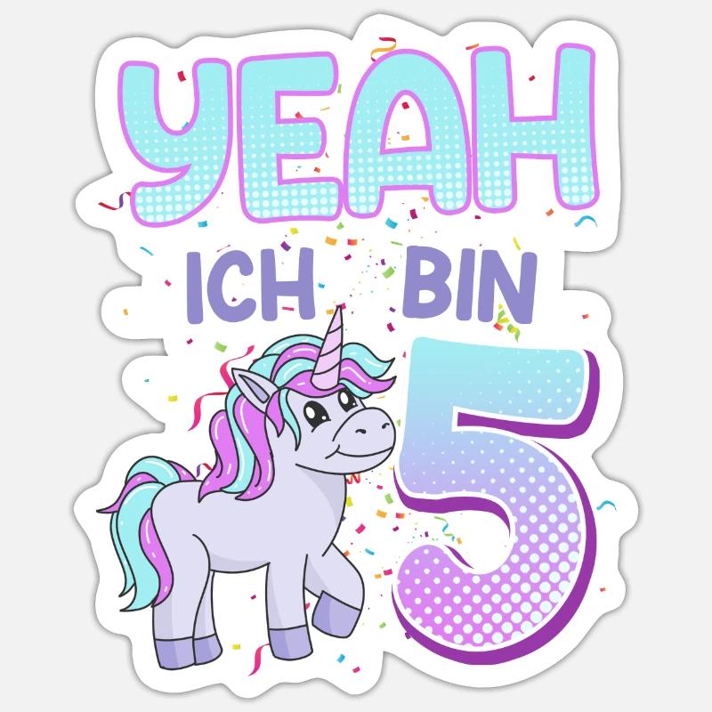 Yeah ich bin schon 5 Jahre 5. Geburtstag - Sticker Größe S (10 x 10 cm) - Mattweiß