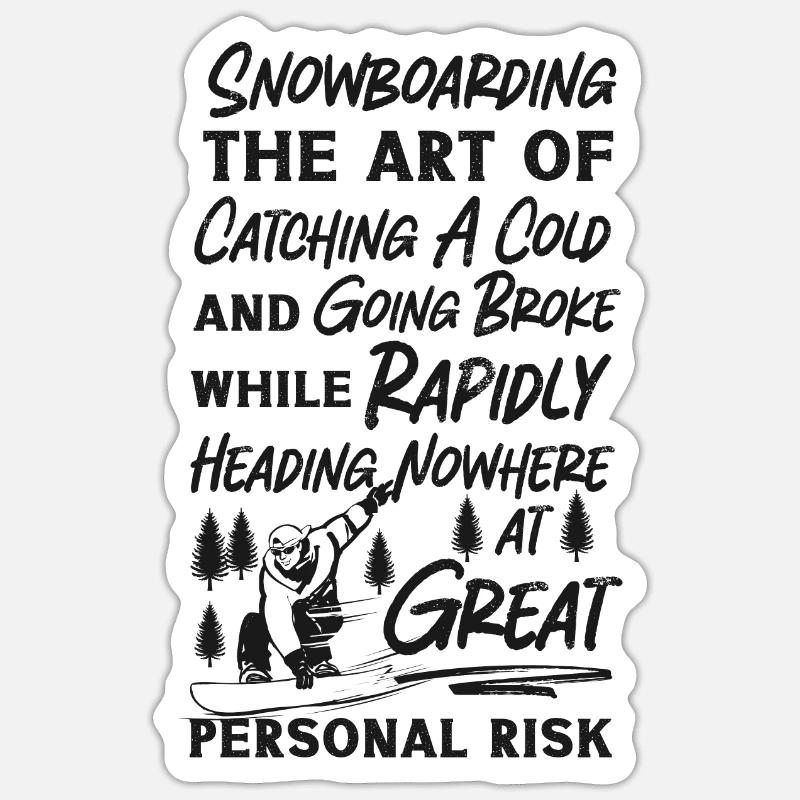 Snowboarding Snowboard - Sticker taille S (10 x 10 cm) - blanc mat