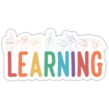 Professeur de langue des signes américaine (ASL) - Sticker taille S (10 x 10 cm) - blanc mat - Devant