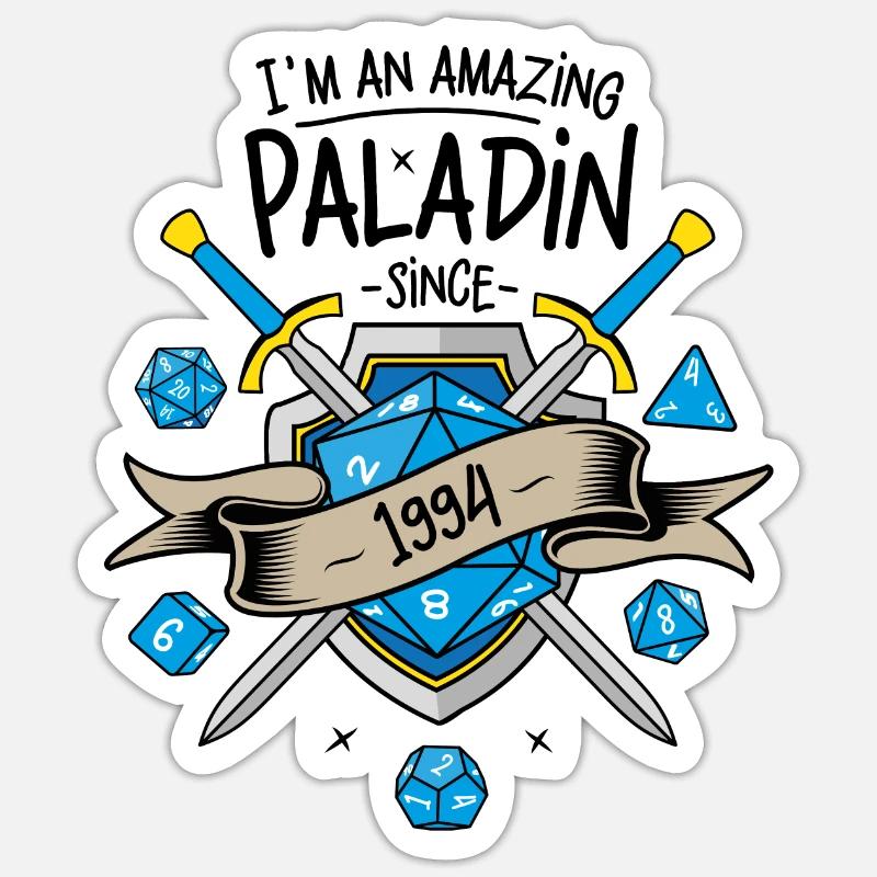 Ich bin seit 1994 ein erstaunlicher Paladin - Sticker Größe S (10 x 10 cm) - Mattweiß