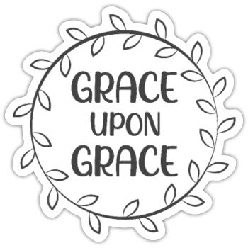 Christliches Design Gnade auf Gnade - Sticker Größe S (10 x 10 cm) - Mattweiß - Vorne