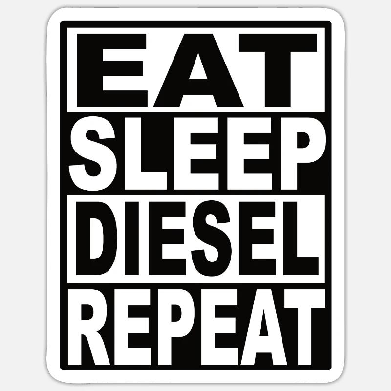 Manger Sleep Diesel Répéter - Sticker taille S (10 x 10 cm) - blanc mat
