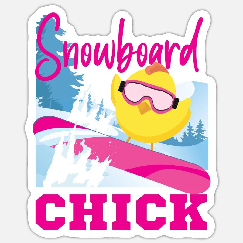 Snowboarding Snowboard Chicken - Sticker size S (10 x 10 cm) - white matte