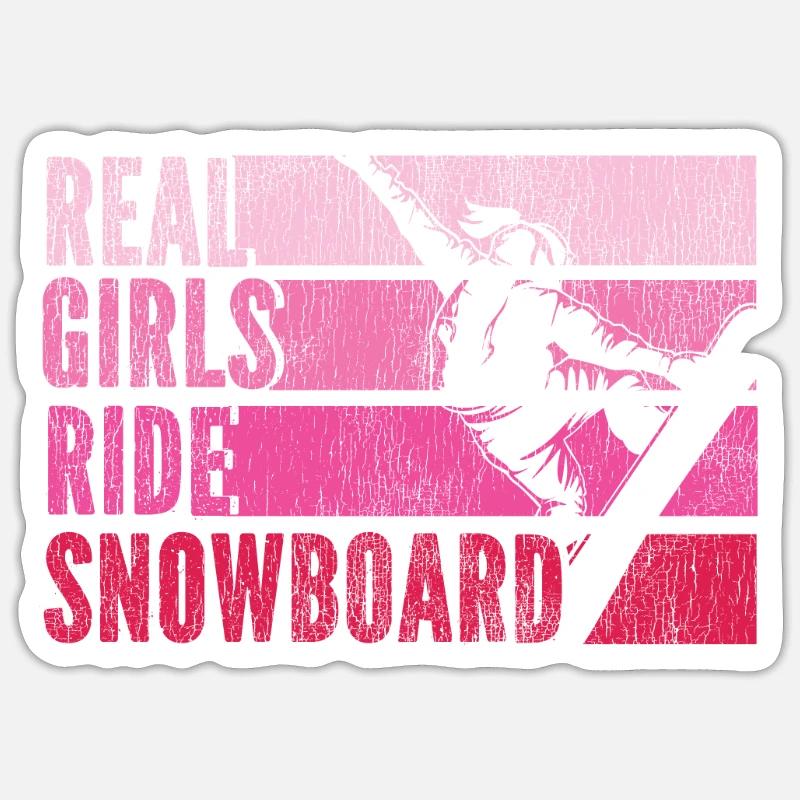 Snowboarding Snowboard Vintage - Sticker taille S (10 x 10 cm) - blanc mat