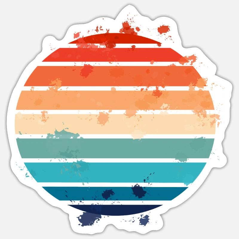 Splatter Retro Sunset - Sticker Größe S (10 x 10 cm) - Mattweiß